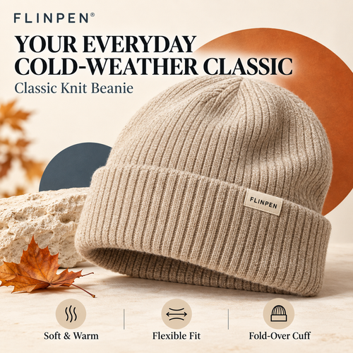 FLINPEN® Classic Knit Beanie – Soft, Warm & Easy to Style