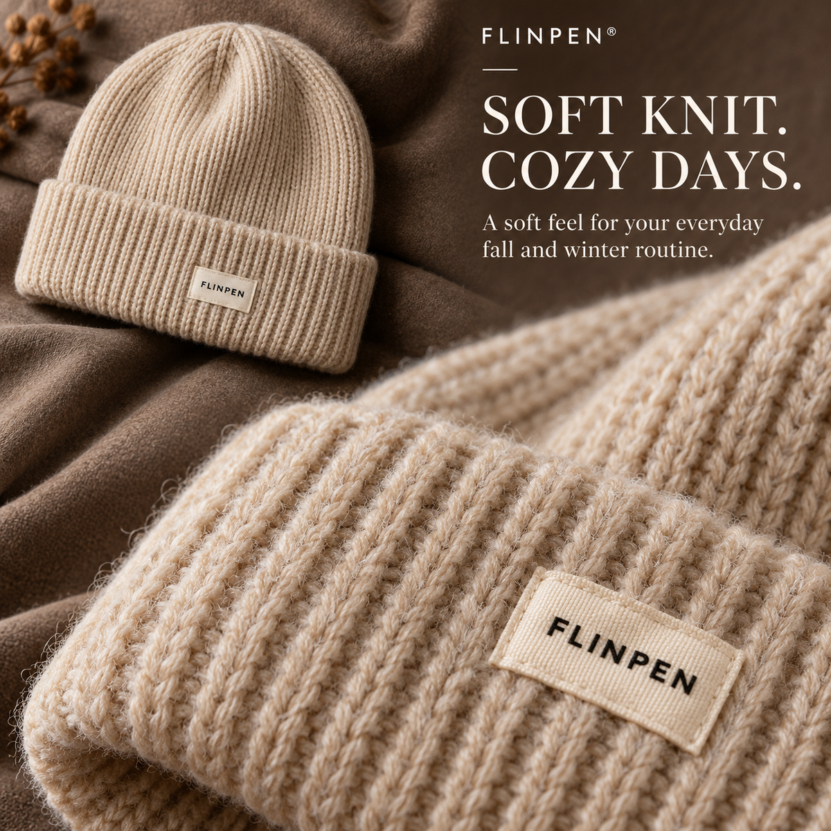 FLINPEN® Classic Knit Beanie – Soft, Warm & Easy to Style