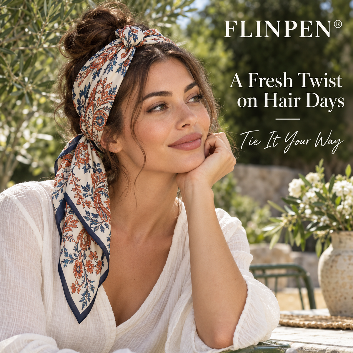 FLINPEN® Lightweight Printed Scarf for Neck, Hair & Bag Styling