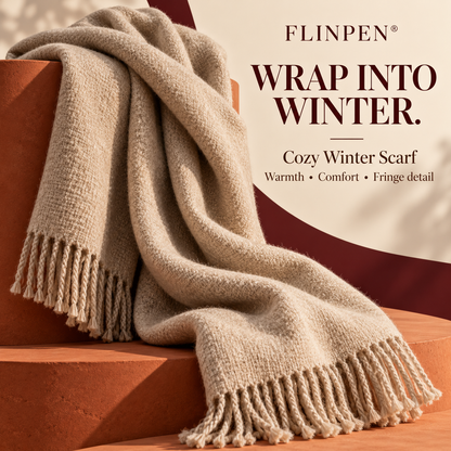 FLINPEN® Cozy Winter Scarf with Fringe for Everyday Warmth
