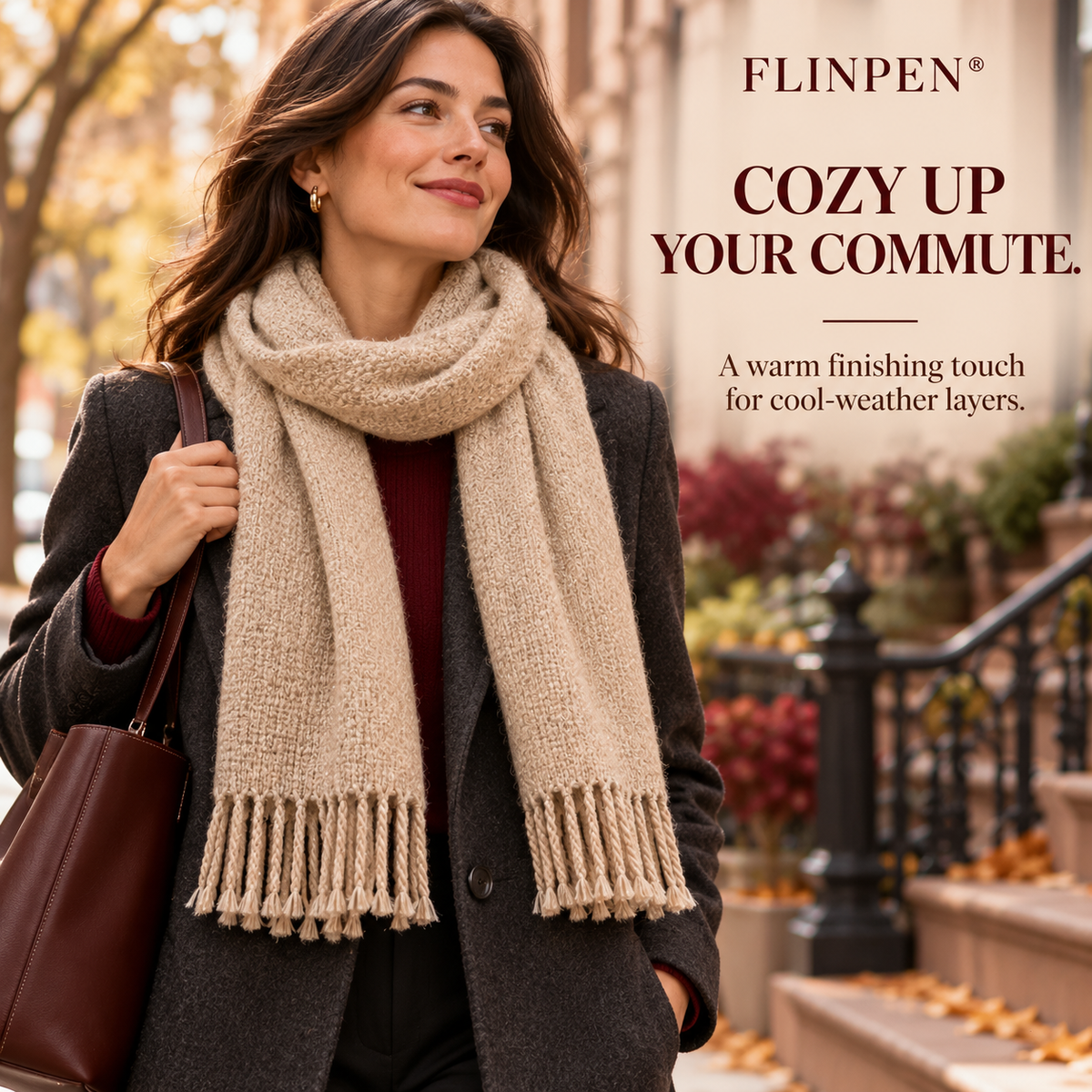 FLINPEN® Cozy Winter Scarf with Fringe for Everyday Warmth