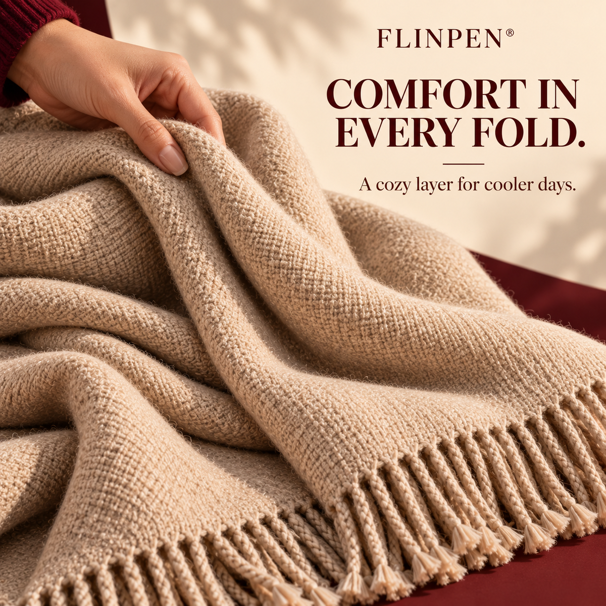 FLINPEN® Cozy Winter Scarf with Fringe for Everyday Warmth