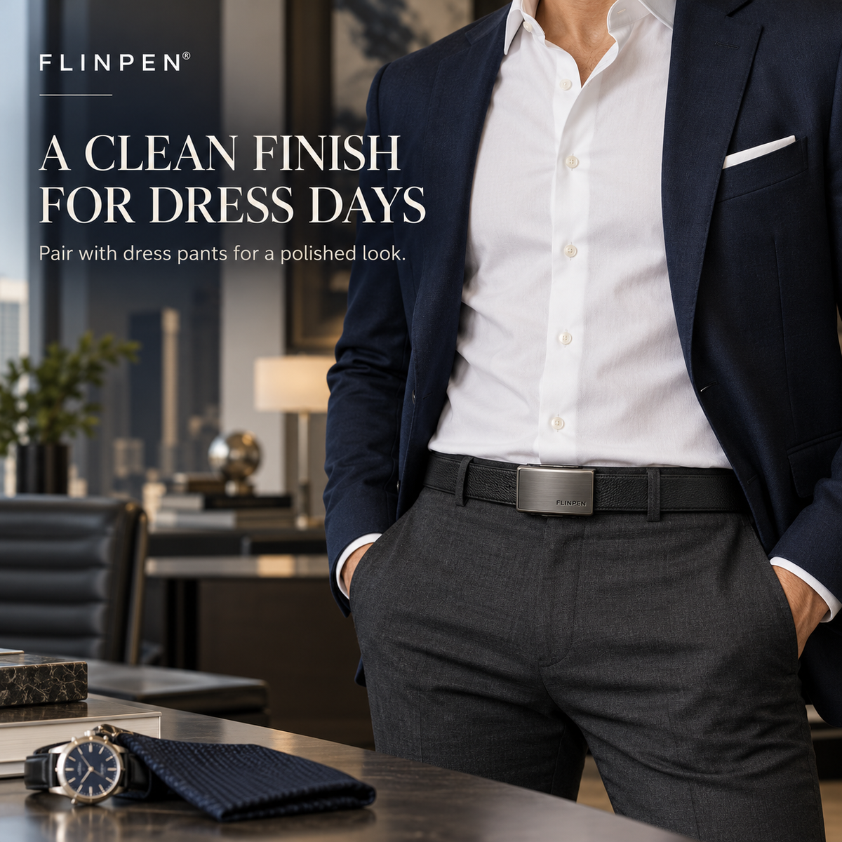 FLINPEN® Adjustable Ratchet Belt – Easy Fit, No-Hole Design