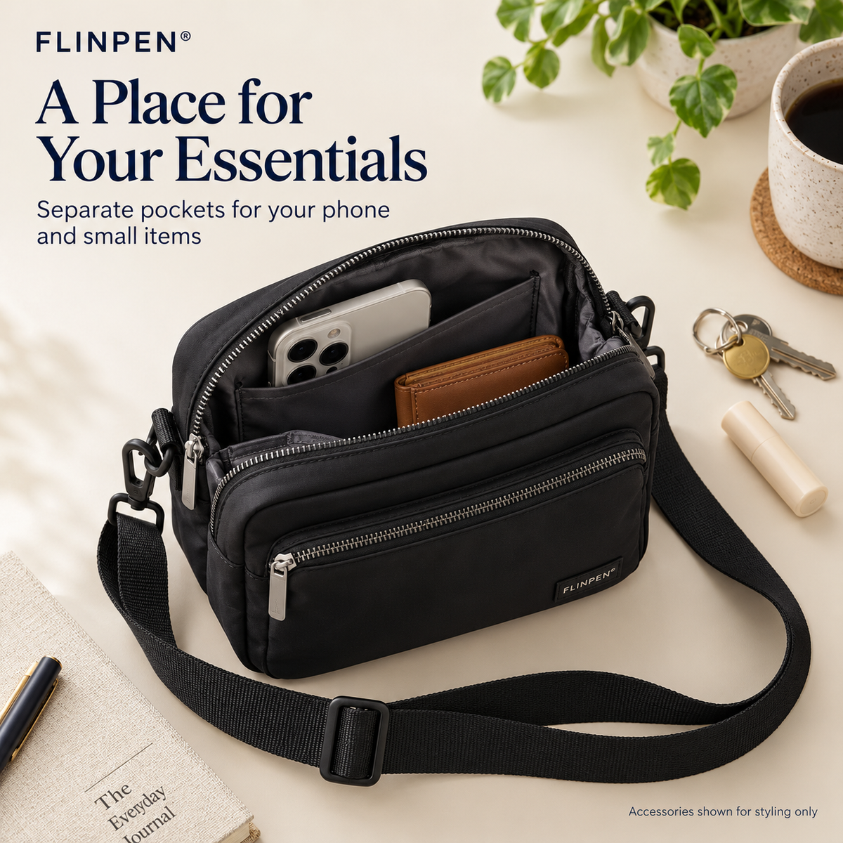FLINPEN® Lightweight Crossbody Bag with Organized Storage