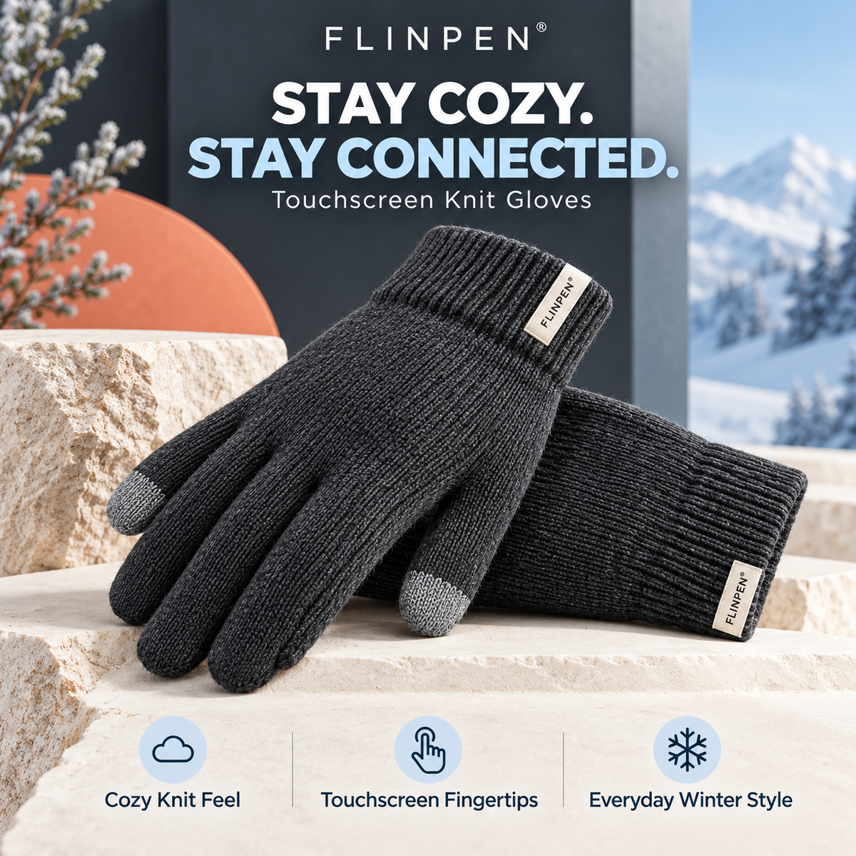 FLINPEN® Touchscreen Knit Gloves – Cozy Warmth for Winter Days