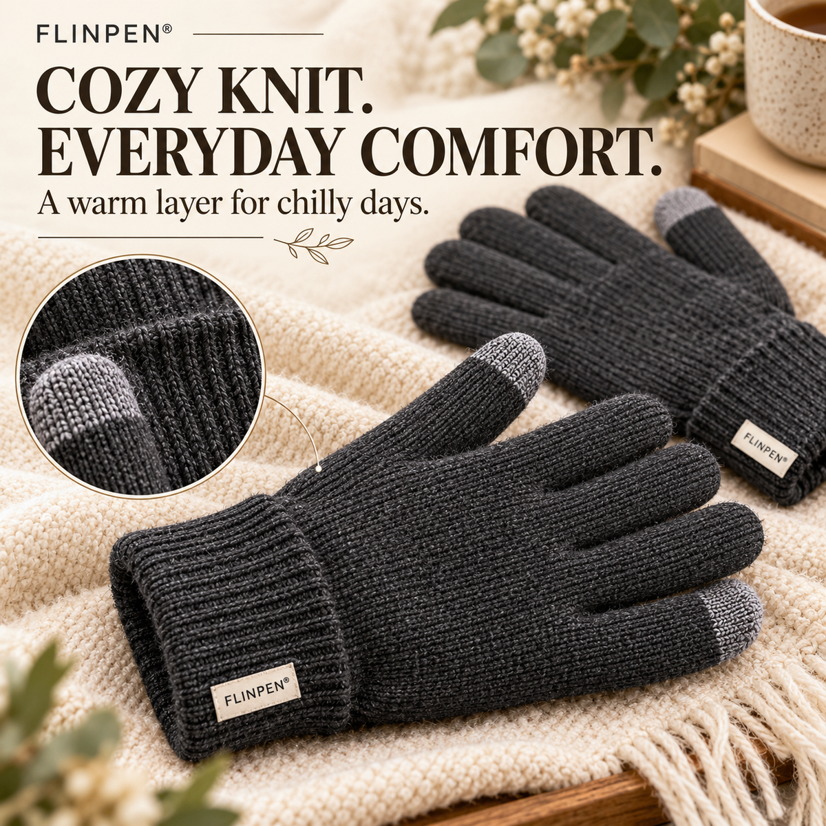 FLINPEN® Touchscreen Knit Gloves – Cozy Warmth for Winter Days