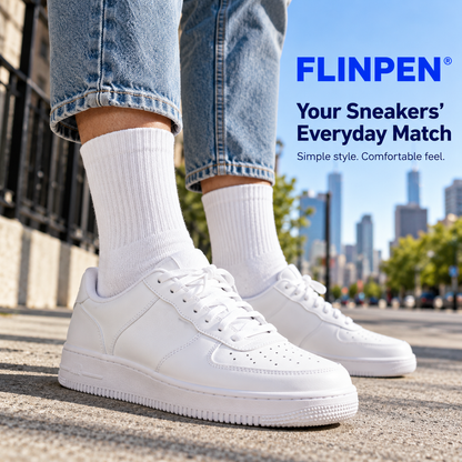FLINPEN® Soft Everyday Crew Socks Set in Black, White & Gray