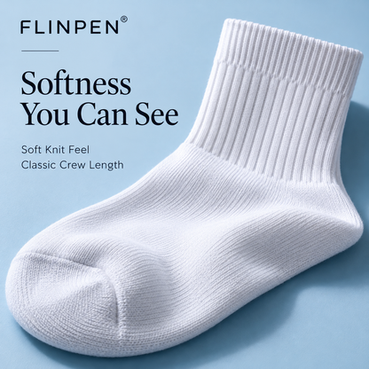 FLINPEN® Soft Everyday Crew Socks Set in Black, White & Gray