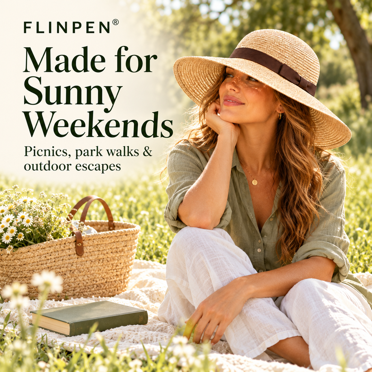FLINPEN® Foldable Sun Hat – Wide Brim for Travel & Outdoor Days
