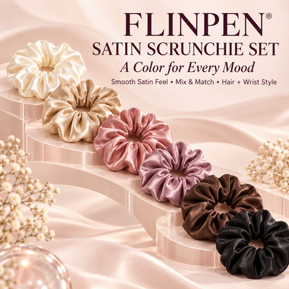 FLINPEN® Satin Scrunchie Set – Multicolor Hair & Wrist Styling