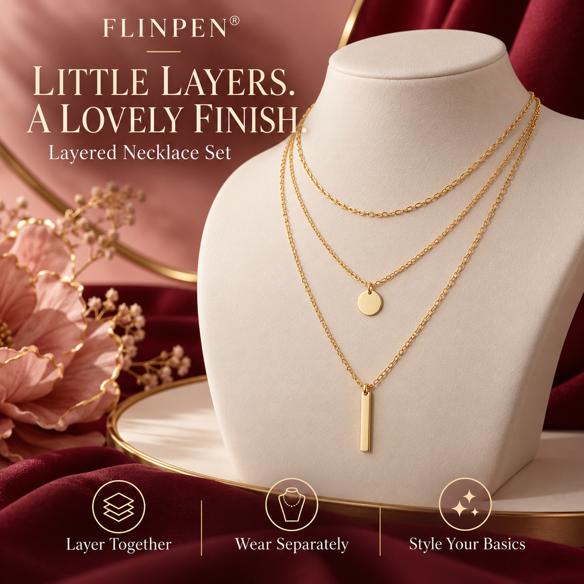 FLINPEN® Layered Necklace Set – Wear Together or Separately