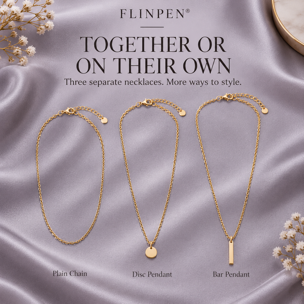 FLINPEN® Layered Necklace Set – Wear Together or Separately